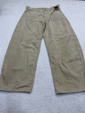 Gap Barrel Pants Corduroy Women Khaki High Rise Boho Preppy Y2K Size 10 NWT